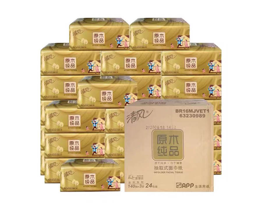 清風(fēng)原木純品白色抽紙